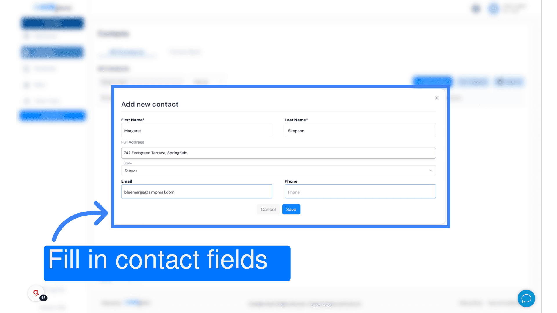 Adding a contact in AORForms