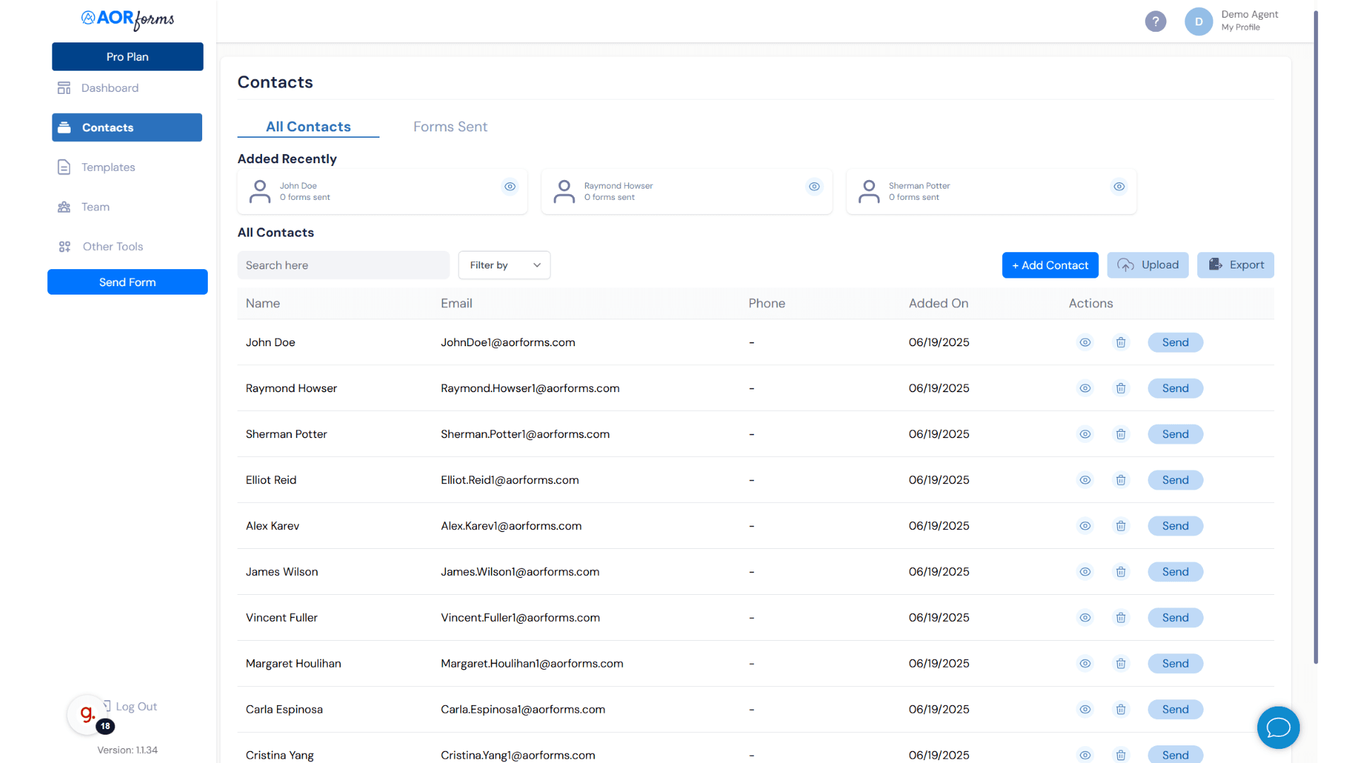 Contact list import in AORForms